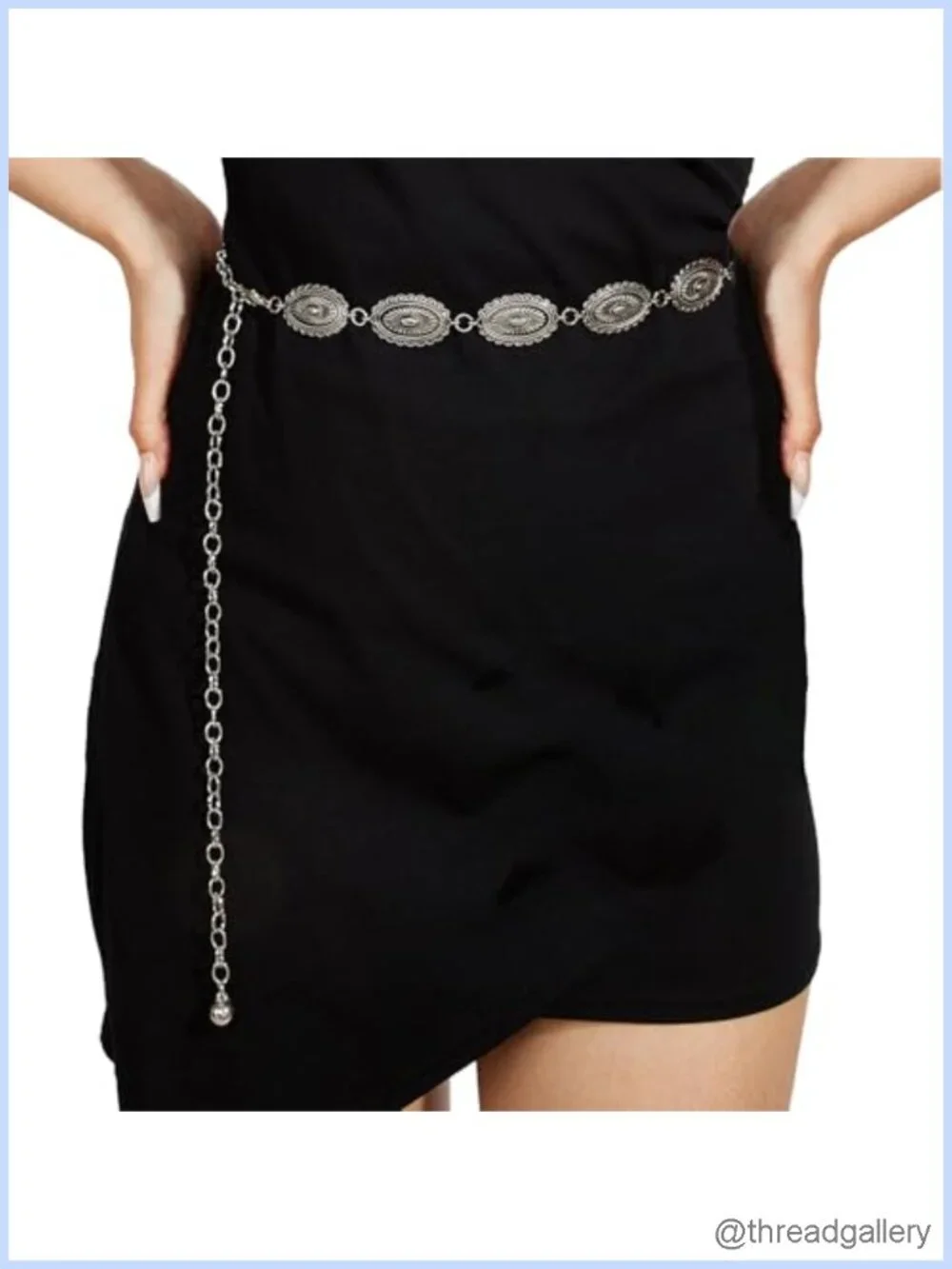 Western Metal Concho Chain Belt Adjustable Boho Waist Links